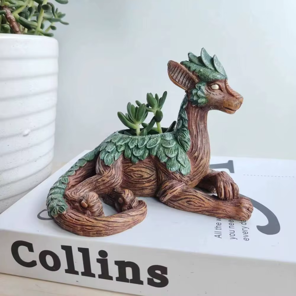Jardinière d'arbre de dragon créative, jardinière succulente, statue de jardin, cadeau en résine pou