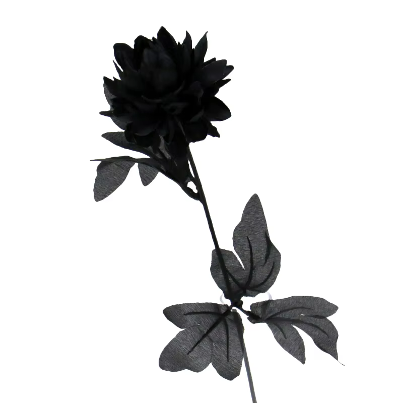 Branche de fleur artificielle Dahlia noire Bourgogne, matériaux pour arrangement floral mural de mar