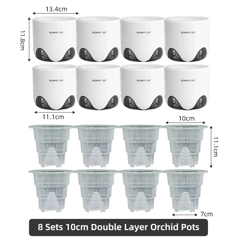 Meshpot-Pots d'orchidées à double couche avec trous, pot de plantes pour le rempotage, décoration de