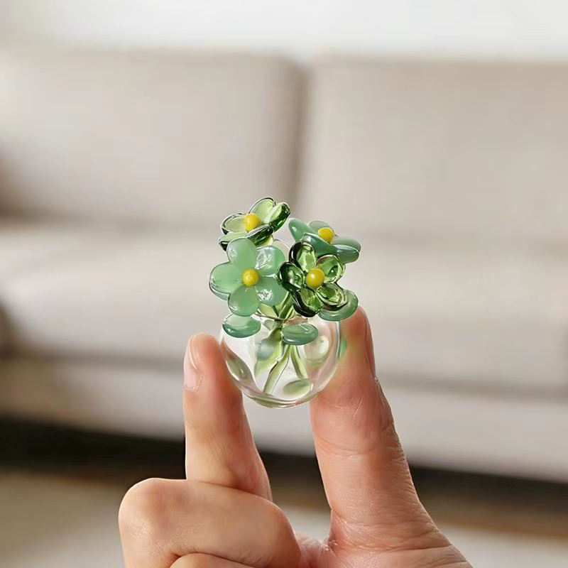 Centre de table en verre moderne, décoration florale en verre créative, bouquet de fleurs en verre a