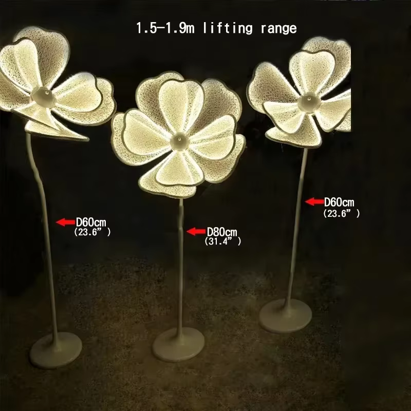 Fleurs de pivoine lumineuses décoratives à LED, guide routier de mariage, décoration en soie blanche