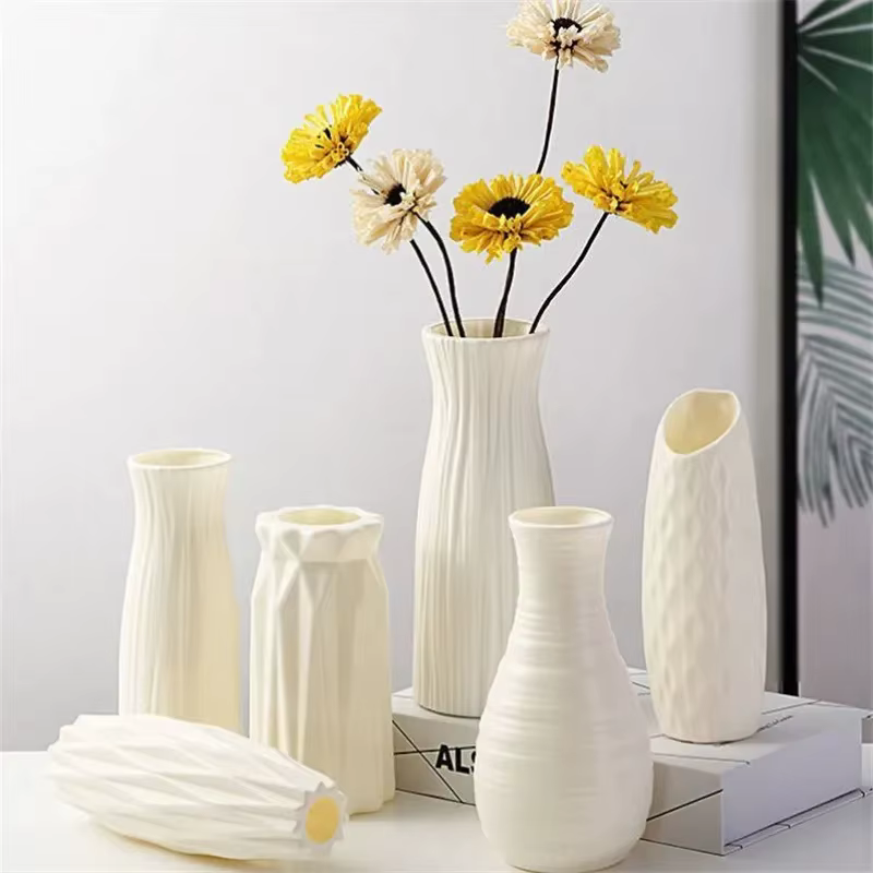 Vase en plastique nordique simple, petit pot de fleur frais, bouteille de rangement pour fleurs, sal