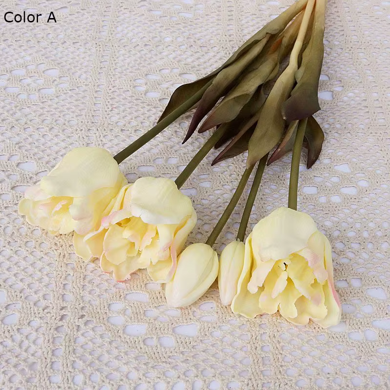 Grandes tulipes baroques en silicone au toucher unique, fleurs artificielles de luxe, décoration de 