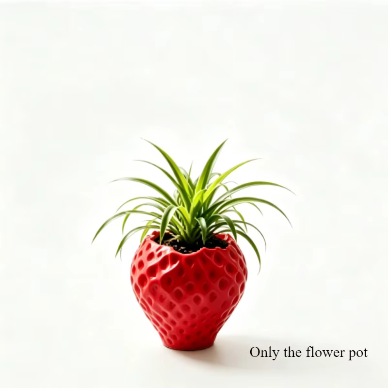 Pot de fleurs en plastique pastoral 3D motif fraise multicolore pour plantes succulentes, décoration