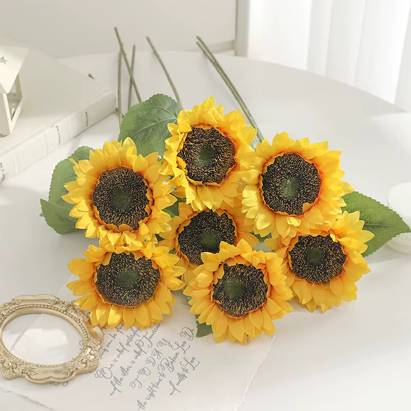 Bouquet de fleurs artificielles tournesol, 26cm, décoration d'automne pour jardin extérieur, arrange