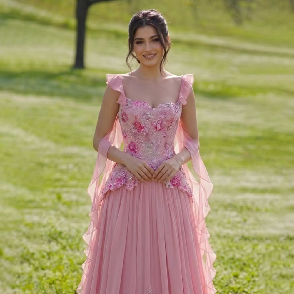 Robe de soirée verte à fleurs avec perles, robe de soirée florale à volants, robe d'occasion formell
