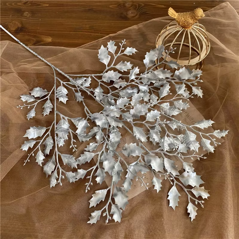 Série argent fleurs feuilles scène de mariage fête rangée de fleurs artificielles décor à la maison 