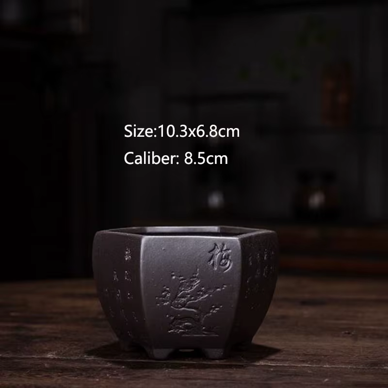 Pot de fleurs à motif Floral orchidée prune en argile violette, Vase à bonsaï avec un trou, Pot de f
