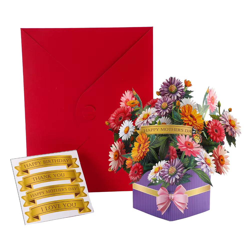 Carte de vœux à fleurs pop-up 3D multi-styles pour la fête des mères, anniversaire, mariage, saint-v