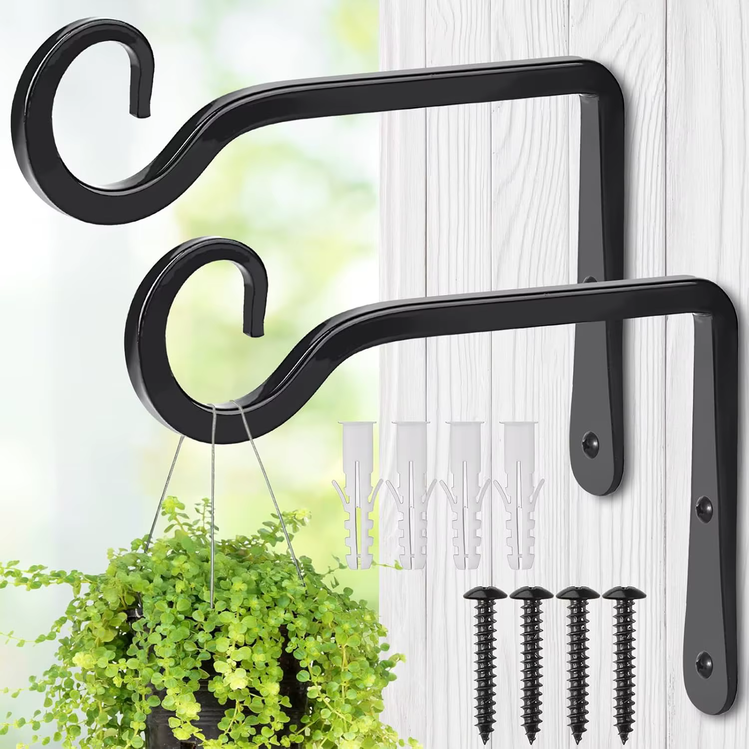 Cintre pour plantes de 6/10 pouces, robuste, pour l'extérieur, 2 paquets, support pour plantes suspe