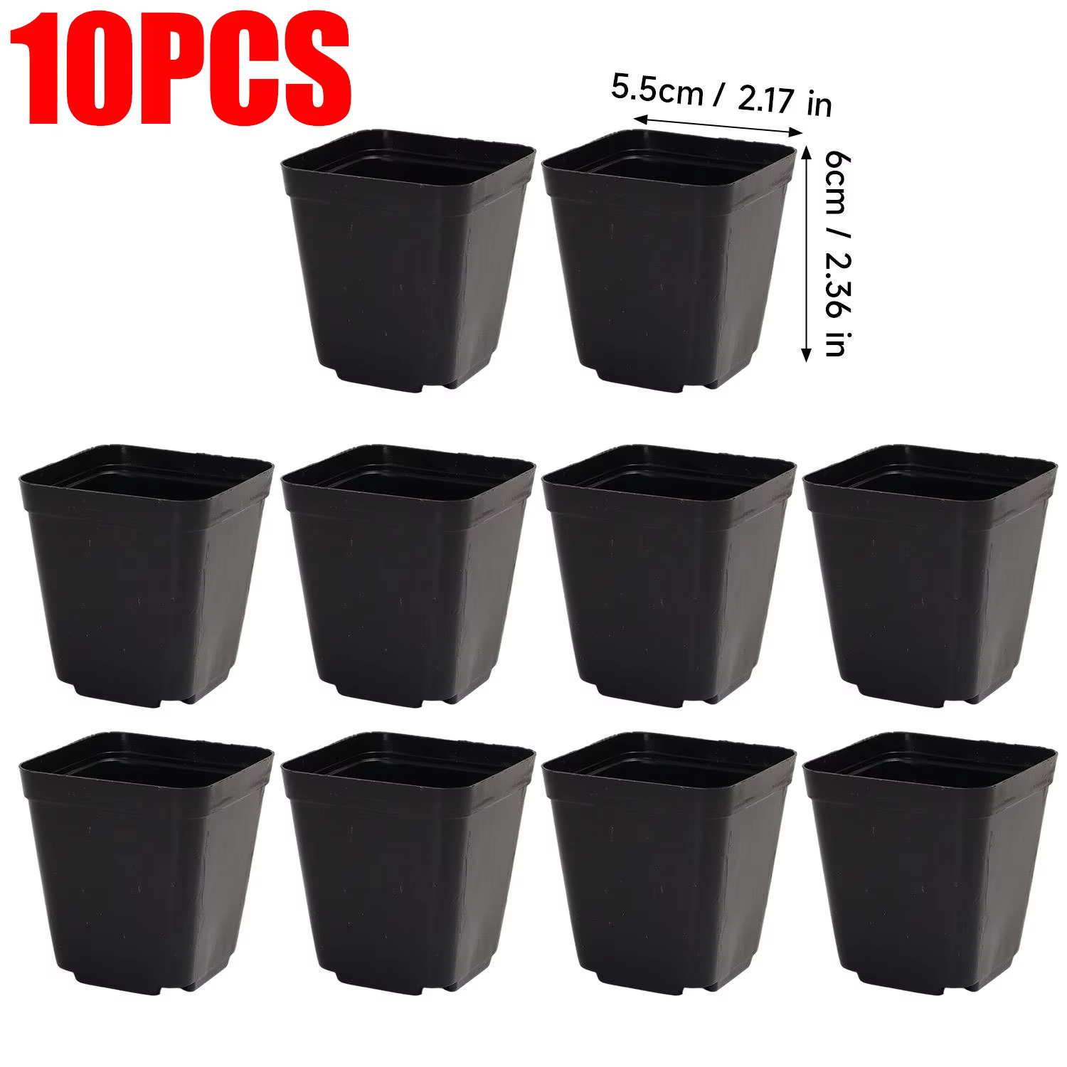 Pots de pépinière en plastique avec trous respirants, petit pot carré noir créatif pour plantes succ