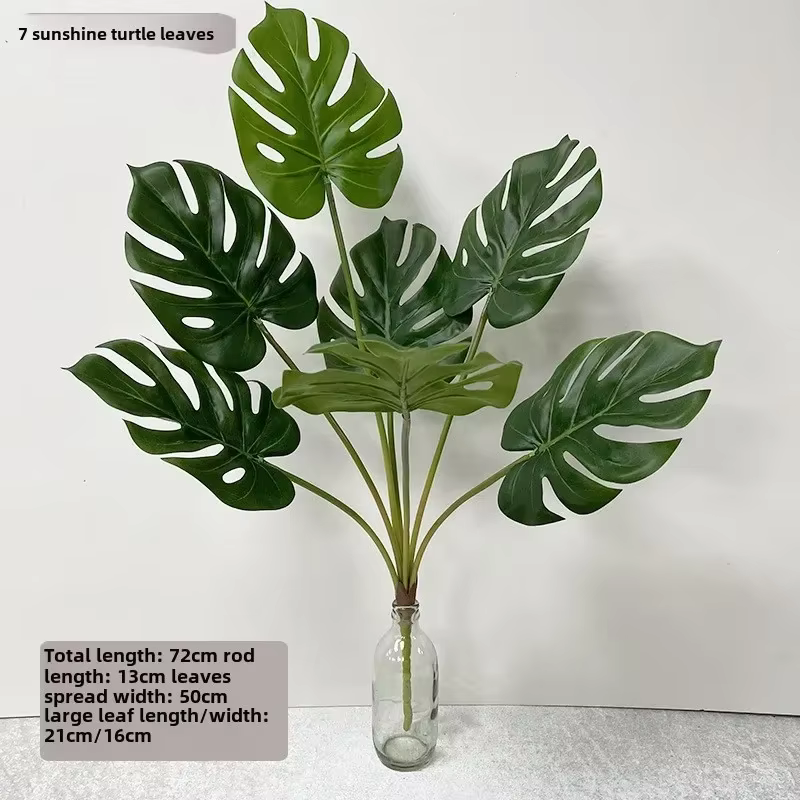 7 feuilles de plantein vert à main, différentes nuances de feuilles de canne, haute simulation, boît