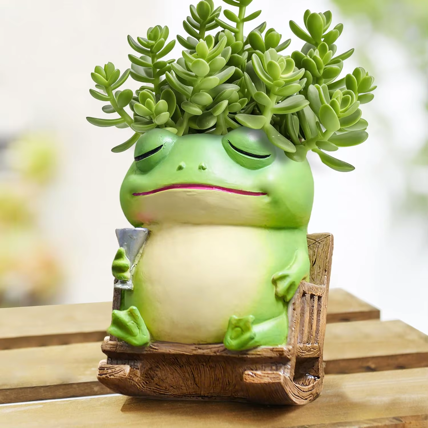 Pot de fleurs créatif en résine en forme de grenouille mignonne, pot à succulentes, décoration de ja