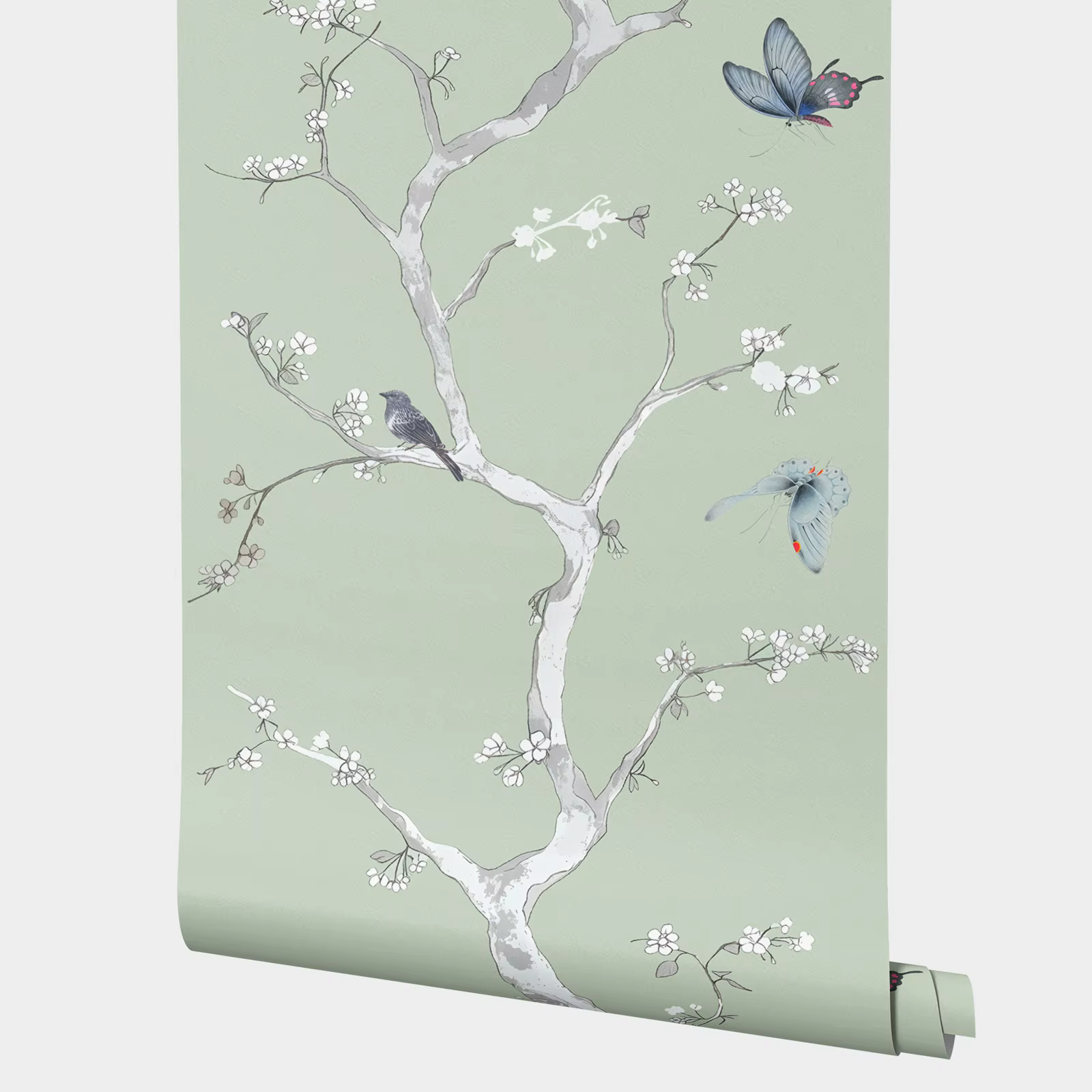 Papier peint adhésif Floral Chic arbre oiseau papillon de Style Oriental, décoration d'autocollant m