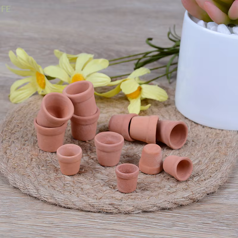 [F] 12 pots de fleurs miniatures pour maison de poupée 1:12, pot en argile rouge fait à la main, pou