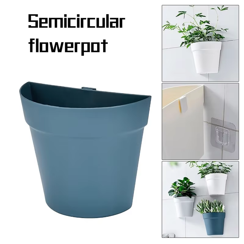 Pots de fleurs muraux en plastique pour la décoration intérieure, jardinière semi-circulaire, orneme