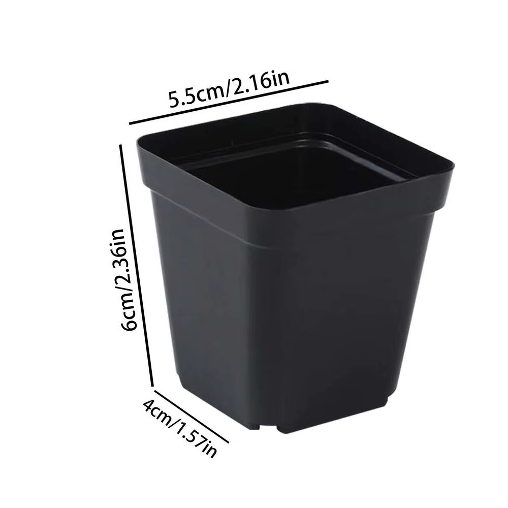Pots de pépinière carrés noirs 50 pièces, pots de plantation réutilisables, kit de jardinage pour la