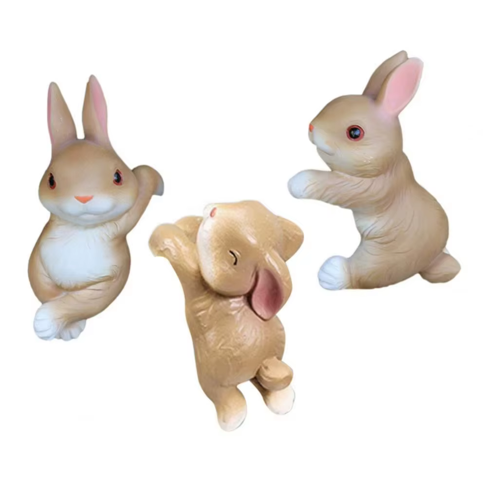 Lot de 3 supports de pot amusants en résine, figurines de lapins mignons décoratifs pour suspendre d
