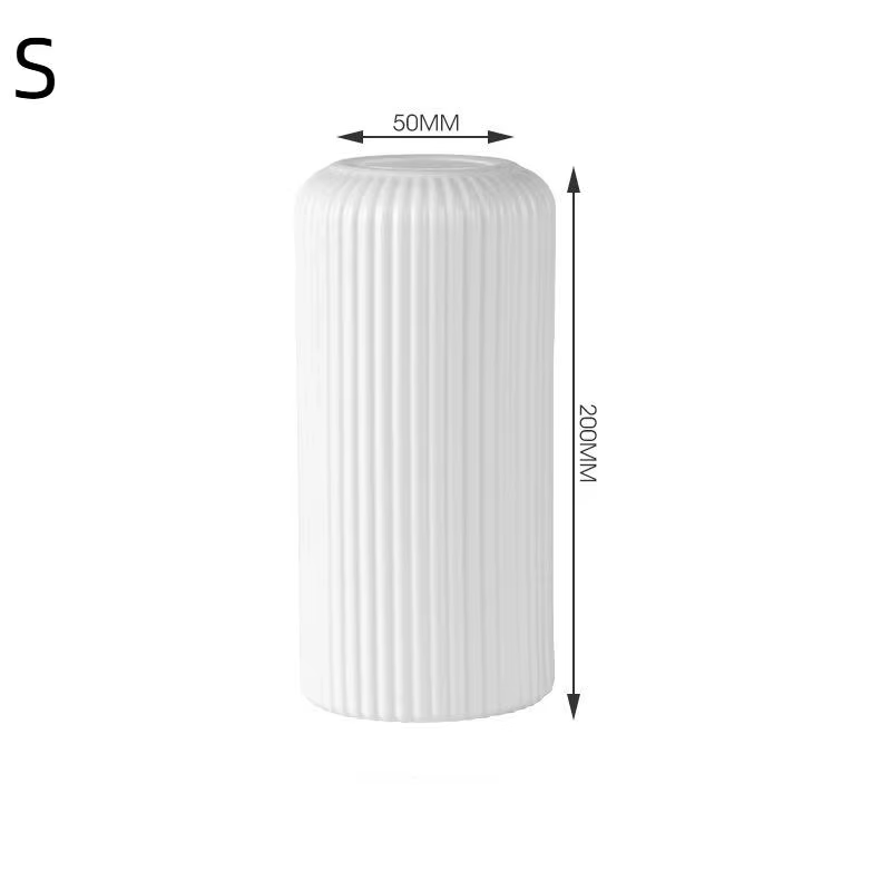 Vase en plastique chic à rayures imitation céramique pour fleurs - Pièce décorative florale durable