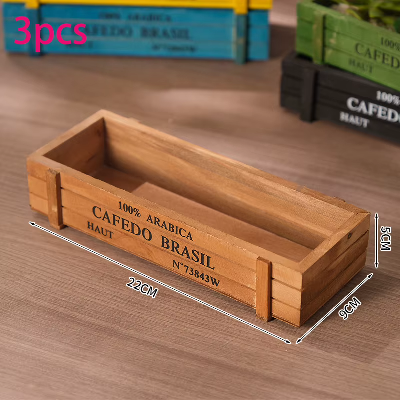 Pot de Fleurs Décoratif Rectangulaire en Bois, Pots de Plantes Rétro pour la Maison et le Jardin, Ra
