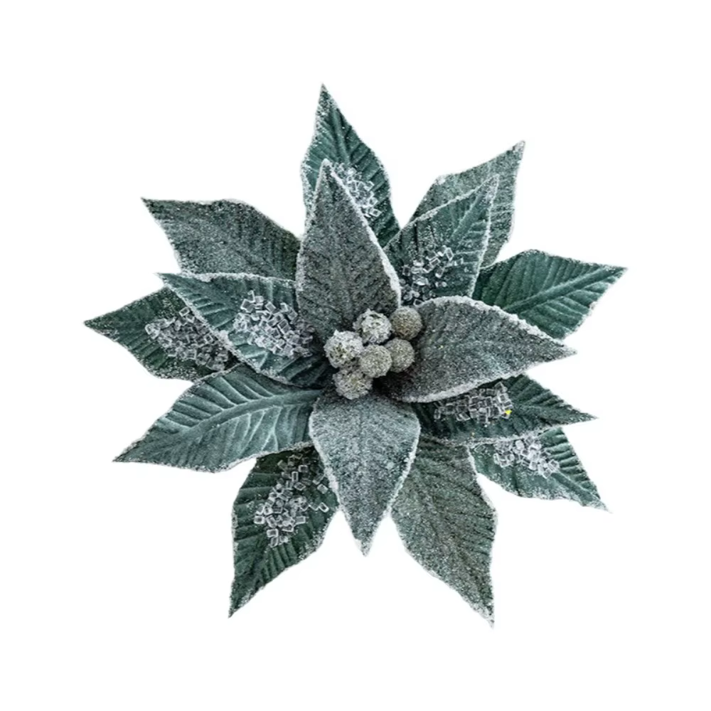 Fleur de noël luxueuse en Faux velours, ornements d'arbre de noël élégants faits à la main, réaliste