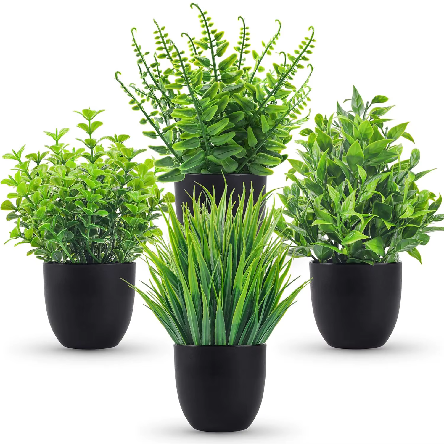 Fausses plantes artificielles, 4 paquets, petites fausses plantes noires, accessoires de salle de ba