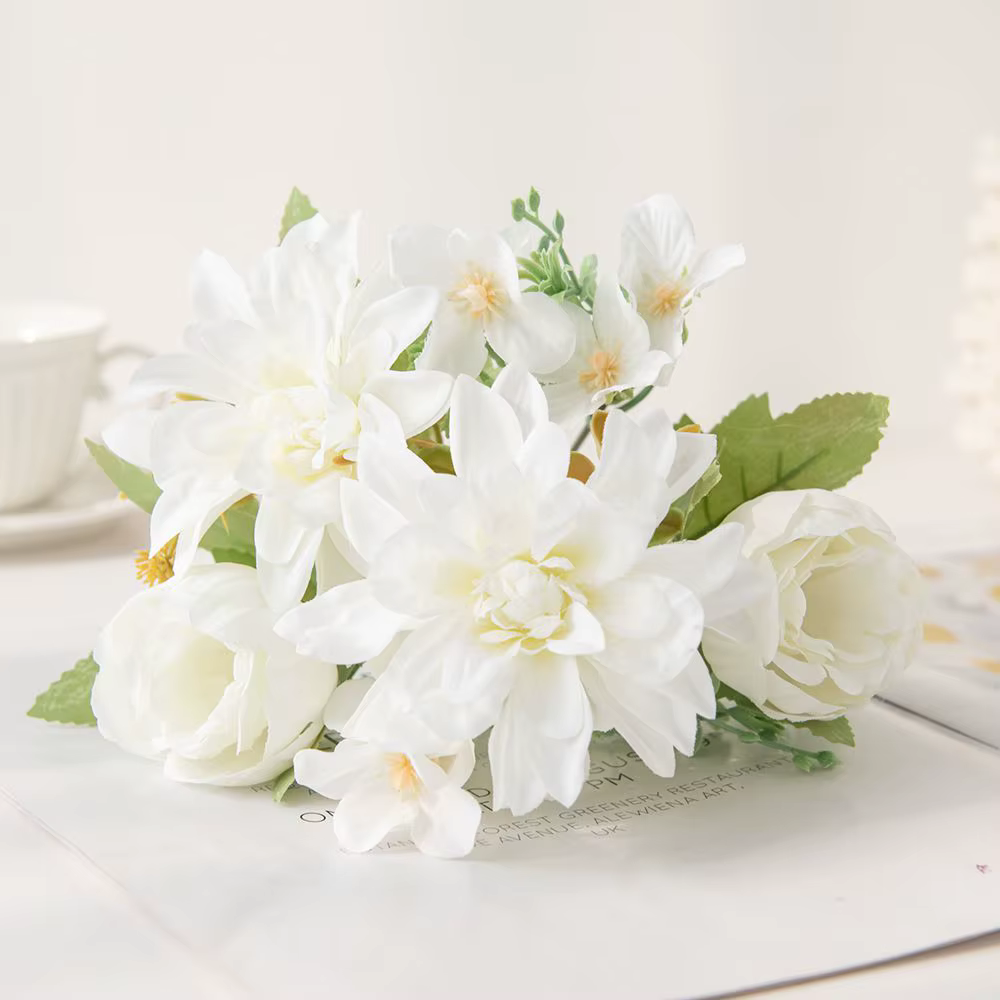 Fleur artificielle soie Dahlia pivoine haute qualité saint valentin mariage bouquet de mariée maison