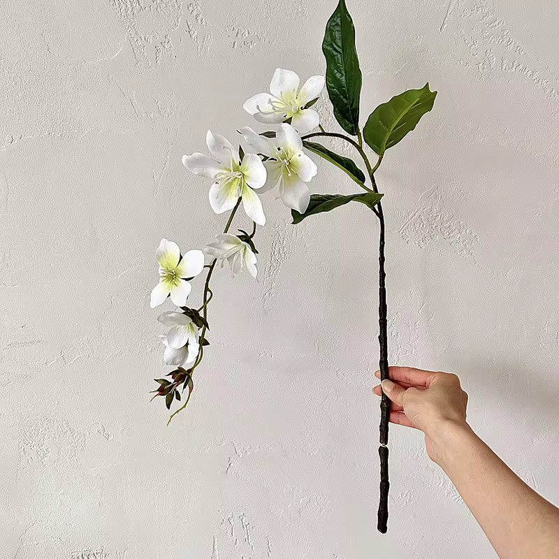 Fleurs artificielles suspendues de jasmin, 1 pièce, fausse fleur de luxe en soie, longue branche, dé
