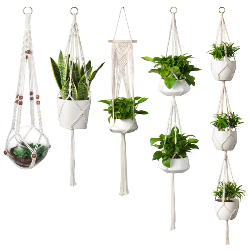Cier de suspension pour plantes en macramé fait à la main, Pot de fleur, décoration suspendue pour b