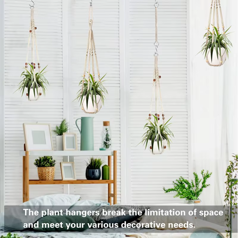 Cier de suspension pour plantes en macramé fait à la main, Pot de fleur, décoration suspendue pour b