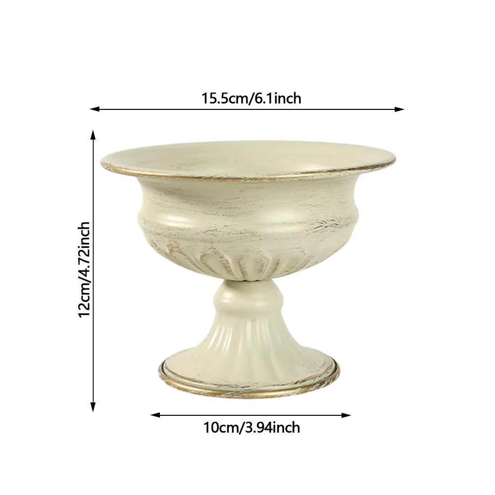 Pot de fleurs vintage en métal blanc, urne polyvalente, vase pour arrangement floral, vase pour salo