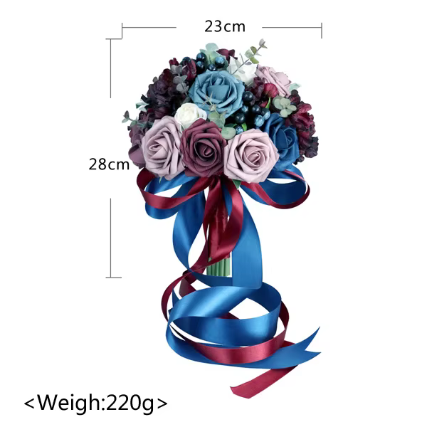 Yannew poussiéreux Rose fleur artificielle Bouquets de mariée pour mariée lancer Bouquet rustique cé