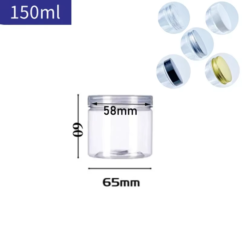 Pots en plastique transparent de 150 à 580ml, 5 pièces, avec couvercles en aluminium, cylindres droi