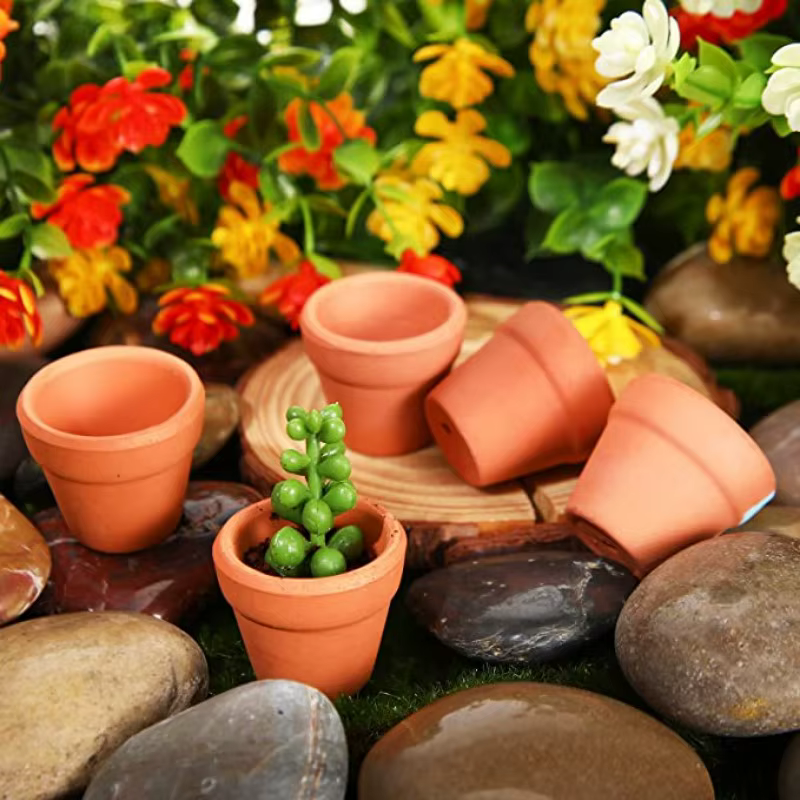 50 pièces minuscules Pots en terre cuite-1.3 pouces petits Mini Pots en argile avec trous de Drainag