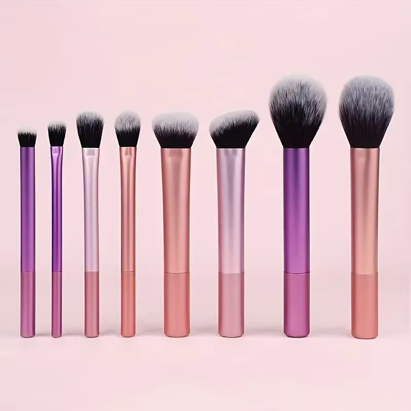 Kit de pinceaux de maquillage synthétiques doux, 8 pièces, pour fond de teint, Blush, fard à paupièr