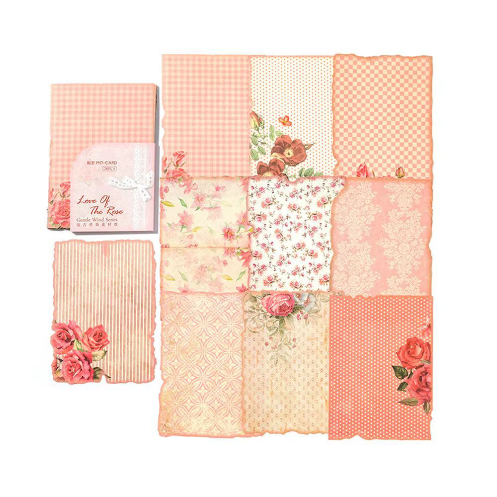 30 pièces/ensemble Mr.Paper rétro fleurs plantes matériel papier à la main bricolage papeterie compt