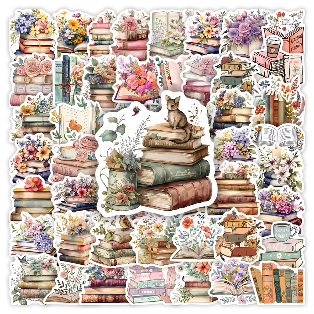 Livre esthétique aquarelle avec autocollants de fleurs, autocollant étanche pour ordinateur portable