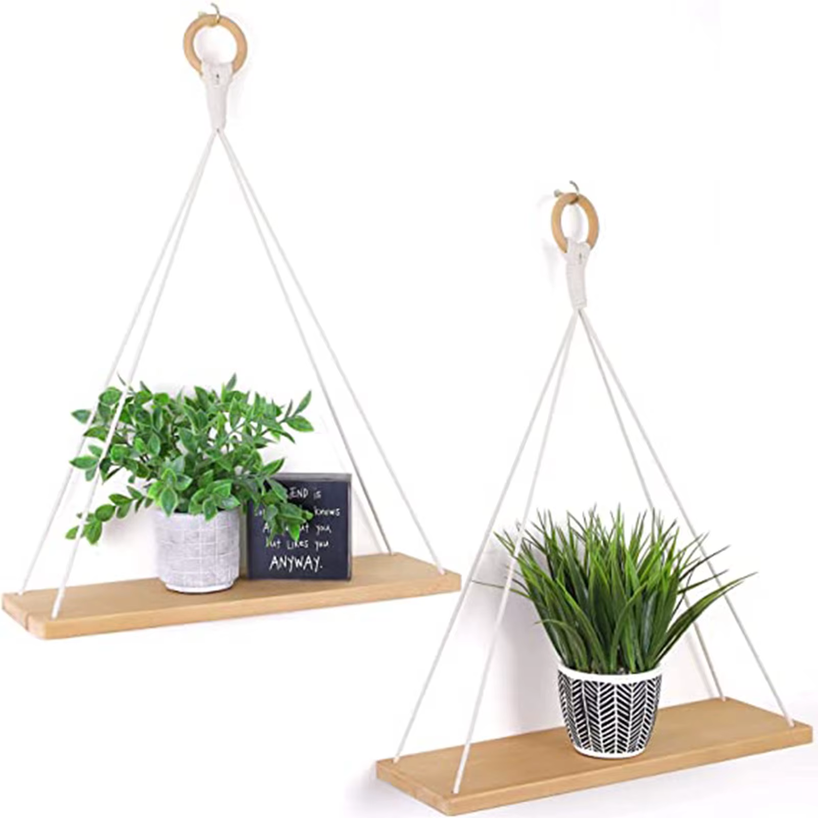 ConfronShelves for Wall, Boho Shelf Decor, Macramé, Plantes, Flottant, Corde Bookshelves, 1Pc