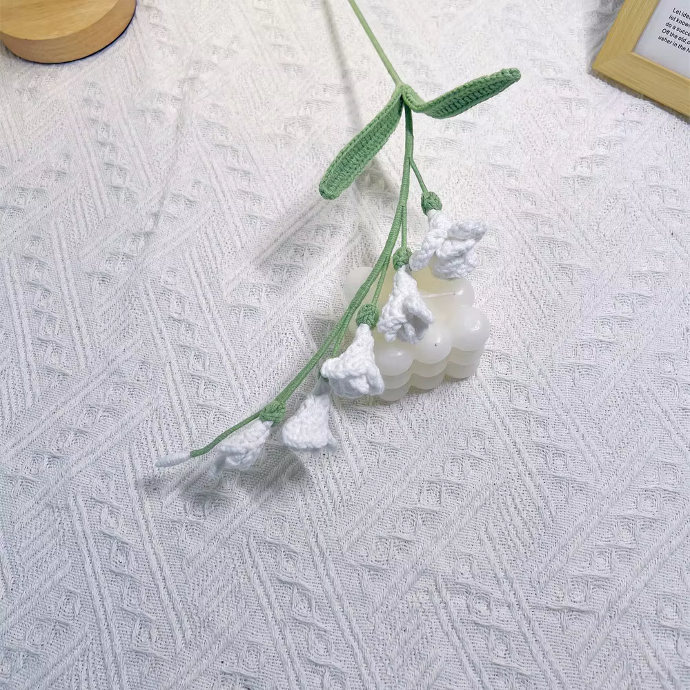 Bouquet de fleurs en fil fini à plusieurs têtes, muguet, fait à la main, créatif, tissé, Crochet, dé