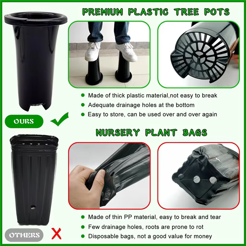 Pots de pépinière en plastique pour plantes profondes AA81-30Pcs, Pots d'arbre hauts et épais et sta