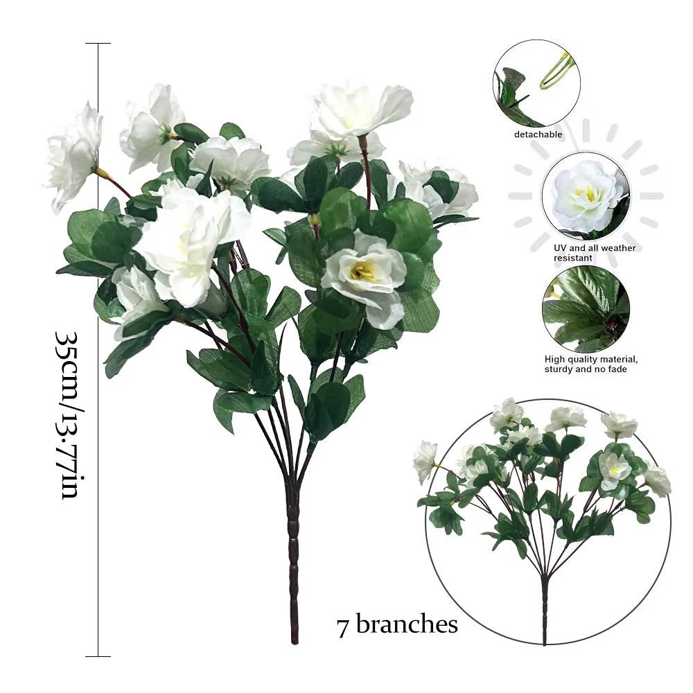 2 pièces/1 ensemble extérieur automne artificiel rouge azalée haute qualité fleurs buissons résistan