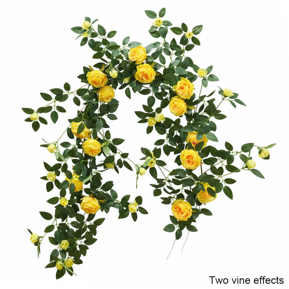 Guirlande de roses artificielles multicolores avec feuilles vertes, accessoires photo, fleurs de sim