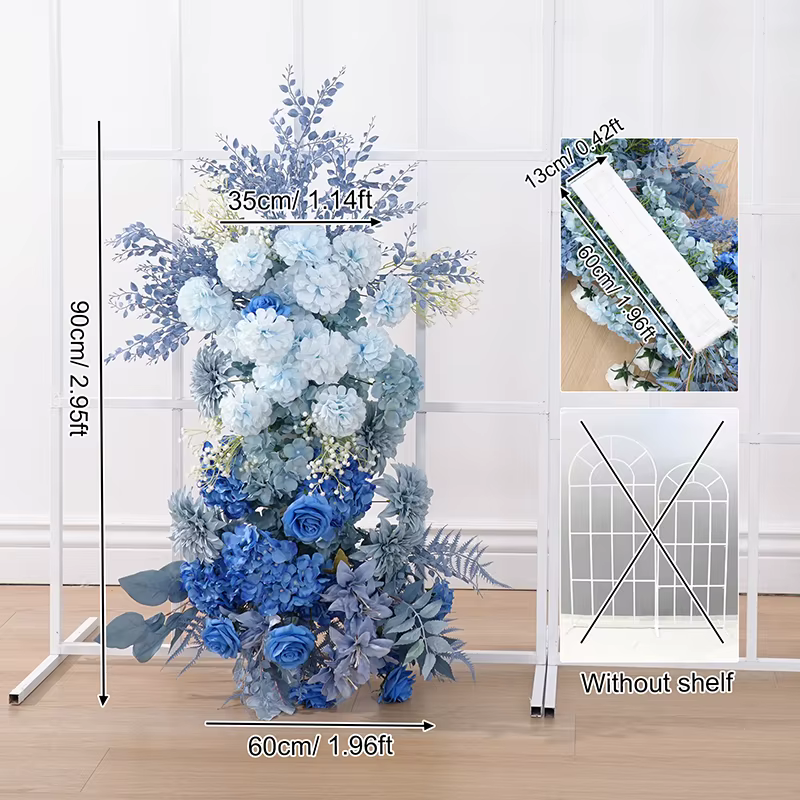 Haze bleu hortensia Dahlia accrocher fleur rangée décor mariage réception toile de fond Arrangement
