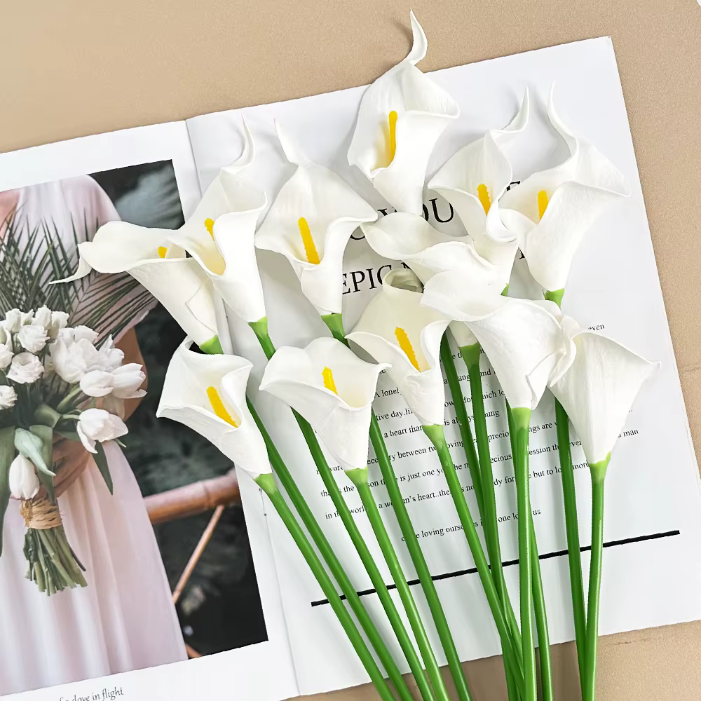 Bouquet de fleurs artificielles Calla Lily, 10/20 pièces, pour mariée, fête des mères, mariage, déco