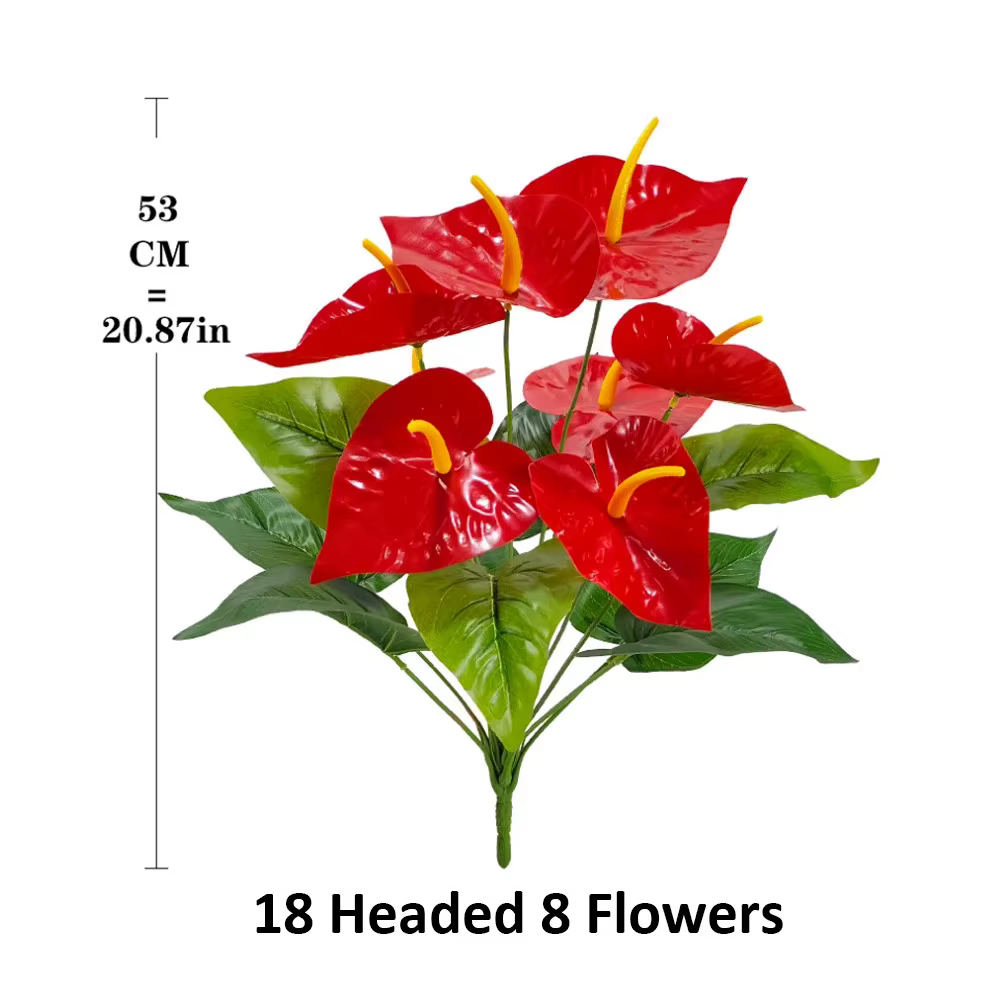 Fleurs artificielles, fleur de flamant rose avec feuilles vertes luxuriantes, plantes artificielles 