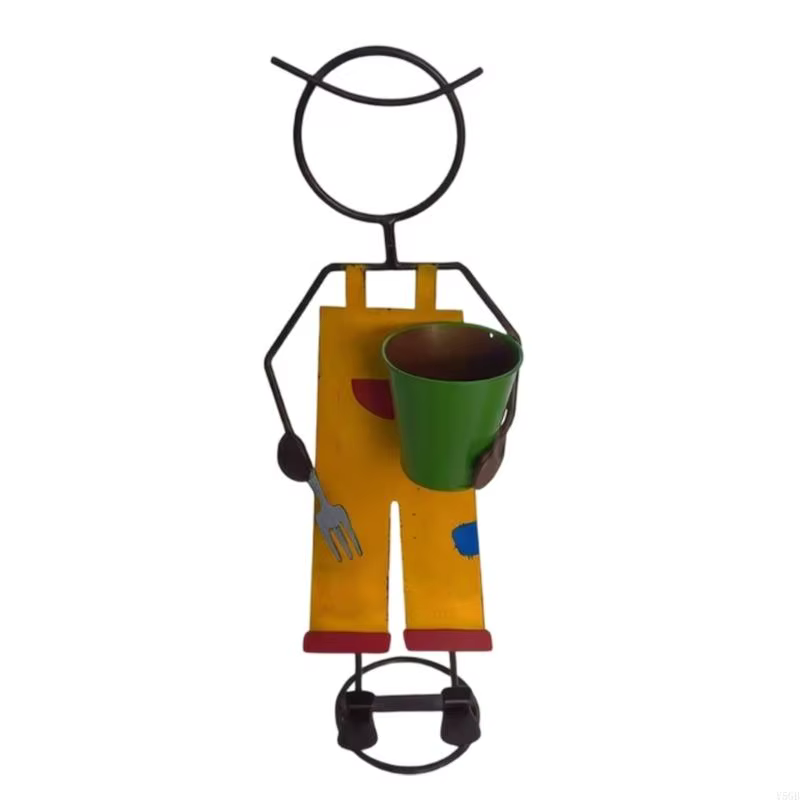 Support Figurine Pot fleur jardinière d'extérieur avec aspect métallique patiné pour affichage Table