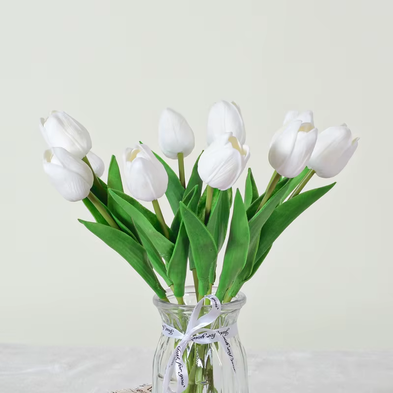 Fleurs de tulipes artificielles en silicone, plantes de luxe, toucher réel, cadeaux de fête des mère