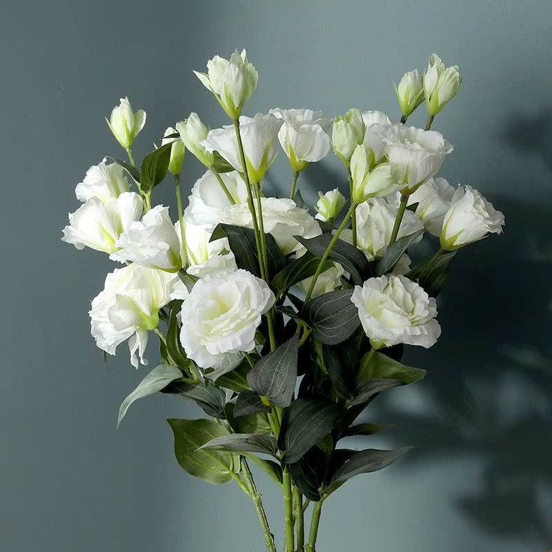 Fleurs artificielles en soie de Lisianthus de 27.5 pouces, pour décoration de maison, Bouquet de mar
