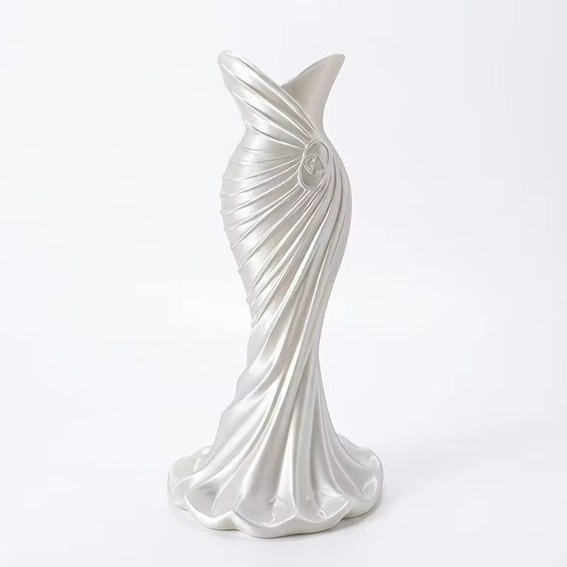 Vase en plastique élégant en forme de robe, vase à fleurs moderne, décoration florale, conteneur sim