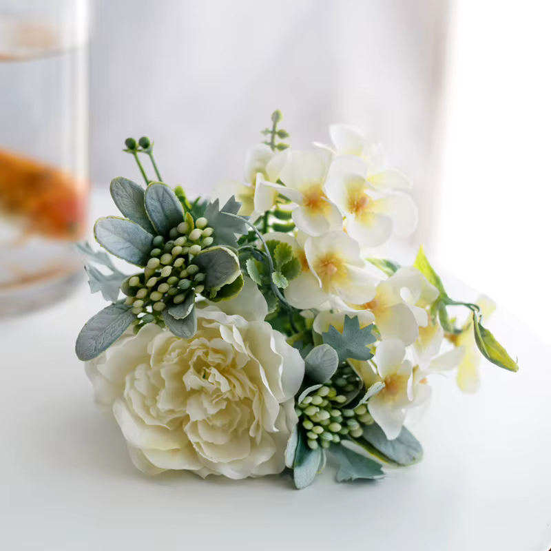 Bouquet de Roses Pivoines Artificielles, Fausses Fleurs, Hortensia, Décoration de Table, Maison, Mar